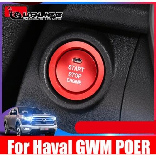 Car One Button Start Decorative Ignition Key Ring Cover Stickers For Great Wall GWM POER UTE 2020 2021 Haval Accessories