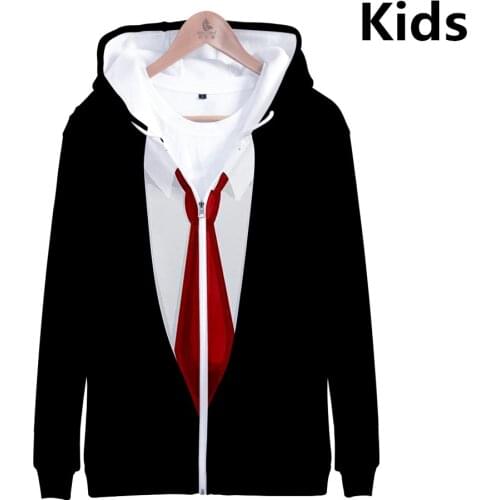 3 To 14 Years Kids Hoodies Fake Suit Tie 3D print Hoodie Sweatshirt Boys Girls fashion long sleeve Jacket Coat Children Clothes