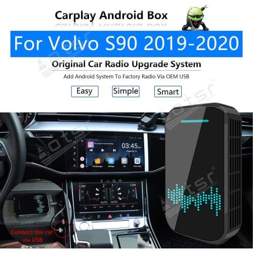For Volvo S90 2019 2020 Car Multimedia Player Android System Mirror Link Map GPS Navigation Apple Carplay Wireless Dongle Ai Box