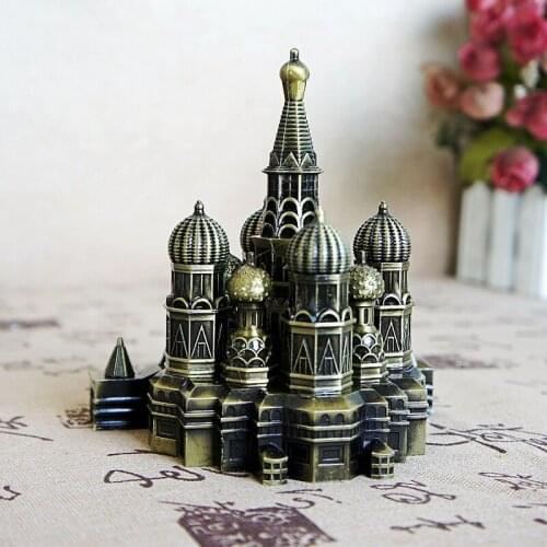 Home Decor Modern Vintage Alloy Kremlin Palace Model Russia Moscow Souvenir Gift Table Desk Decoration Miniature Figurines
