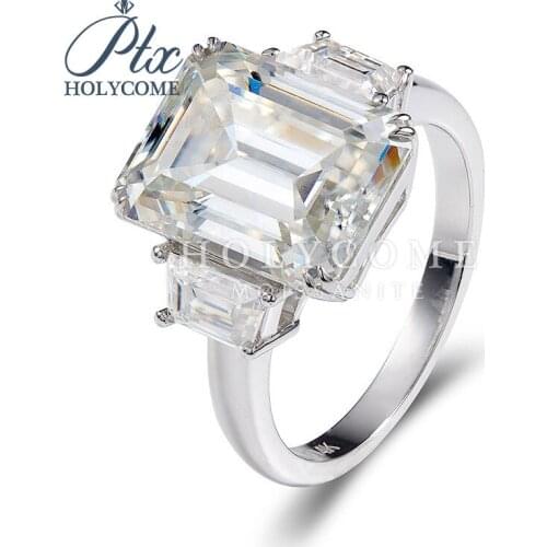 14K white gold ring DE white moissanite 10*13mm moissanite ring кольца браслеты ьги с зеленным камнем