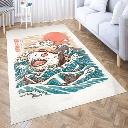 SHARKIRI SUSHI Carpet for Living Room 3D Anime Cartoon Rug Gamer Teen Room Bedside Lounge Rug Kids Children Floor Mats