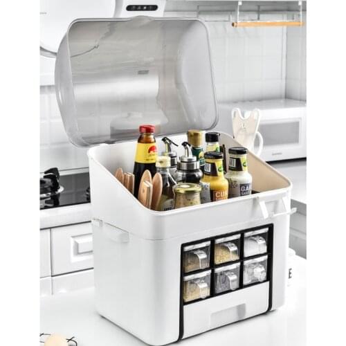 Kitchen Storage Rack with Cover Seasoning Box Knife Holder Chopsticks Storage Box Spice Jar Storage Box Household Multi-Function