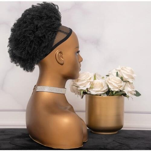 CURLYPARK Afro Kinky Curly Drawstring Ponytail Extensions 4B 4C Remy Natural Black Clip In Ponytail Human Hair Extension
