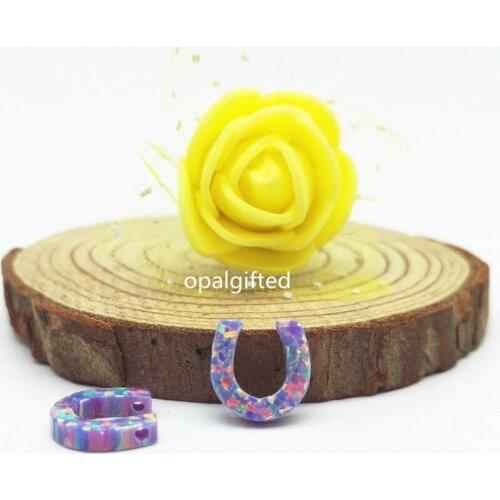 Top Selling (50pcs/lot) Free Shipping synthetic 10mm horse shoes opal purple opal pendant side hole for sale with best price