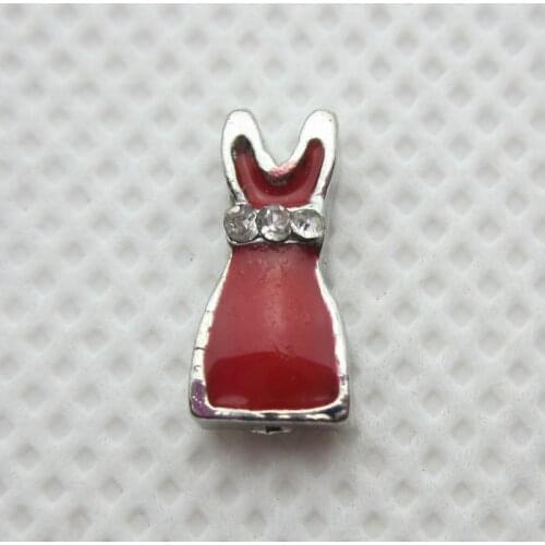 New Arrival 20pcs/lot Crystal Red Skirt Floating Charms Living Glass Memory Lockets Pendants DIY Jewelry Accessories Charm