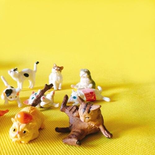 New arrival~10Pcs/cat kitty/miniatures animals/lovely cute/fairy garden gnome/moss terrarium decor/figurine/diy supplies