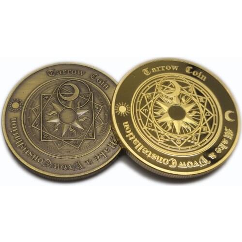 Tarot Wishing Commemorative Coin Sun Moon Constellation Challenge Coin Feng Shui Coins collectibles Help People Think Things