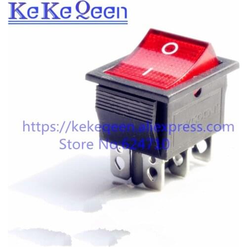 10Pcs KCD4 25x31mm Big Ship Type Switch Red 6 Pin 2 Position SPST 16A 250V 20A 125VAC ON-OFF Rocker Switch With a red light