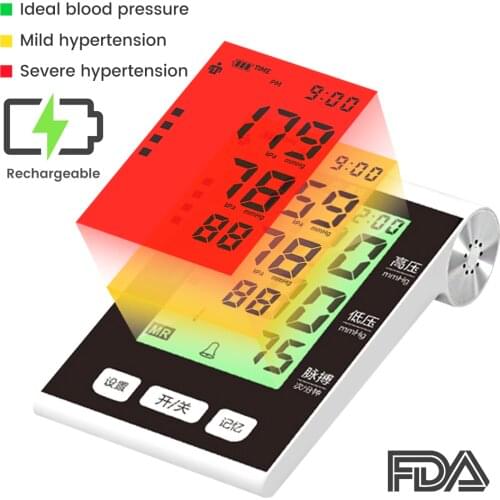 Automatic Upper Arm Blood Pressure Monitor Digital BP Sphygmomanometer Pressure Meter Tonometer for Measuring Arterial Pressure