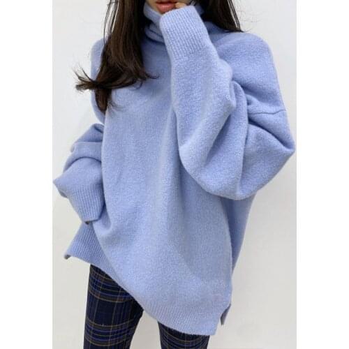 Loose Oversize Lazy Style Simple Solid Sweater Thick Winter Soft Comfort All-match Turtleneck Pullovers 2020 Winter New Arrivals
