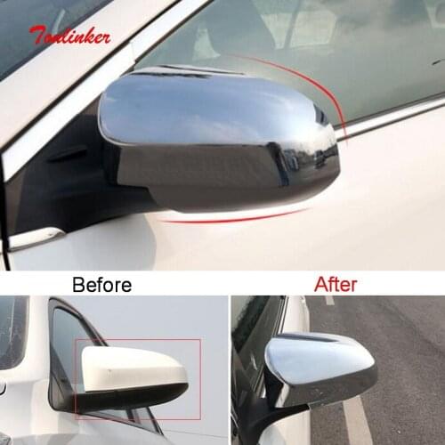 Tonlinker Exterior Car Rear view mirror Cover stickers for Toyota Vios/Yaris 2014-19 Car Styling 2 PCS ABS Chrome Cover stickers