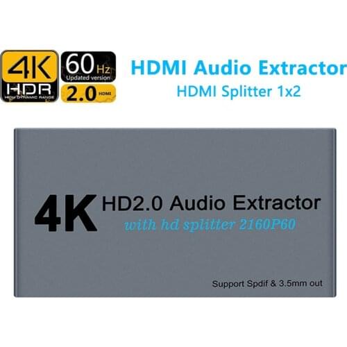 Wiistar HDMI 2.0 Audio Extractor Splitter HDMI to 2 HDMI Spliiter 4K60Hz HDMI to HDMI Optical SPDIF 3.5mm HDMI Audio Splitter