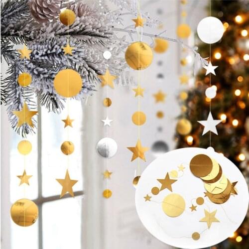 4 meters Bright Gold Silver Star Party Decoration Paper Garlands Wedding Screen Decor Birthday Party Backdrop Bedroom Home Decor