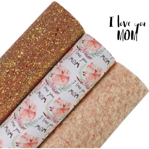 NewRainbow 30X22cm A4 Bow & Hair Clips Craft Faux Leather Sheets Sparkle Fabric Love Mom Fox Design, Material For Accessories