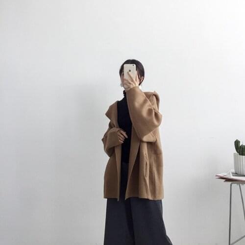 Autumn Winter 2020 New Cardigans Women Long Sleeve Sweater Female Loose Hooded Cardigan Womens Black clothing LX1877