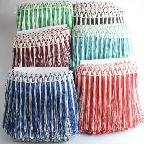 10 yards/lot 15cm Width Fringe Lace Trim Tassel Polyester Latin dance skirt curtain for sewing DIY Accessories Lace Ribbon