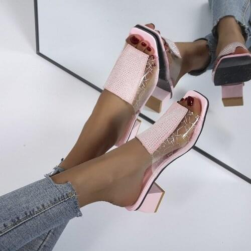 2021 Summer New Women Flip-flops Fashion Rhinestone Sandal Fashion Wind Transparent PVC High-end Women Outdoor Flip-flops