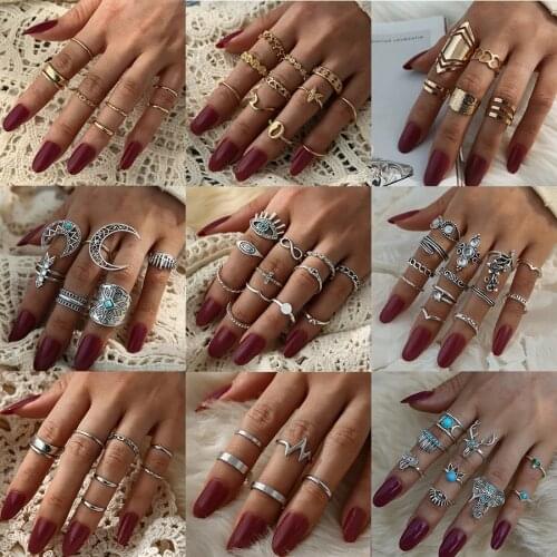 26 Styles Bohemian Womens ring 2021 Trend Vintage Rings With Stone Animal Heart Phalanx Aesthetic Anillos Xmas Party Jewelry