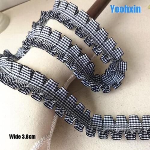 3.8CM Wide HOT 3D Cotton Embroidered black lace fabric dubai sewing DIY trim applique Ribbon collar cloth dress guipure decor