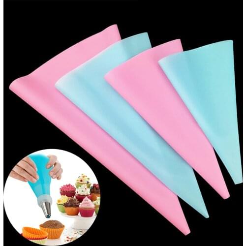 4pcs/pack Silicone TPU Piping Bag Reusable Icing Piping Cream Pastry Bag Cake Decorating Tool DIY Fondant Sugarcraft Hanging Bag