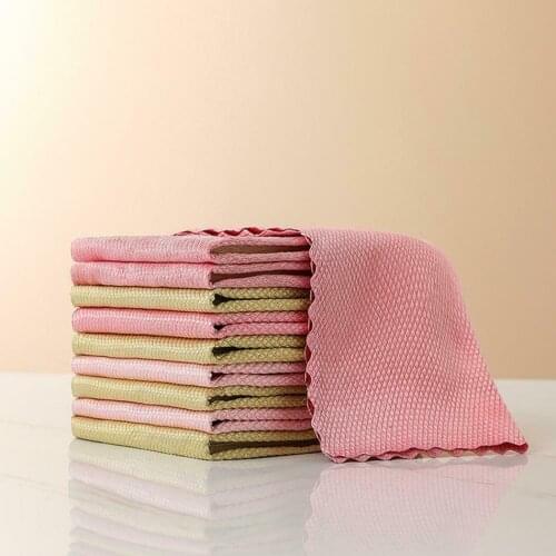 5PCS/Set Fish Scale Microfiber Polishing Cleaning Cloth Household Cleaning Cloth For Glass Car Window Kitchen Tools