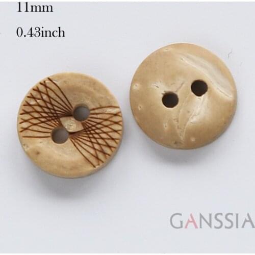 50Pcs/lot Size:11.5mm 2 Holes Natural Coconut Buttons Radiation Lines Pattern Sewing Accessories(ss-712)