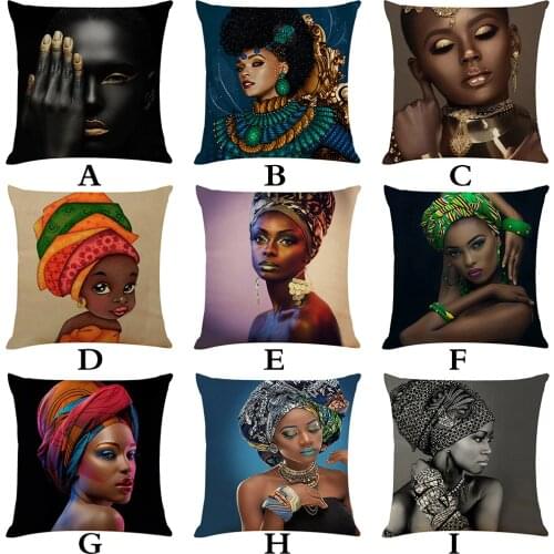 African Women Pillowcase Home Decoration Accessories Throw Pillow Covers Room Decor Linen Blend Cushion Cover Dropshipping