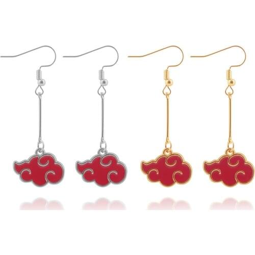 Anime Cosplay Jewelry Akatsuki Organization Enamel Red Cloud Pendant Drop Earrings For Women Men Accessories