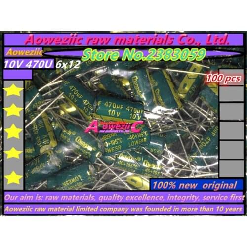 Aoweziic 100 PCS 10V 470UF 6X12 high frequency low resistance electrolytic capacitor 470UF 10V 6X12