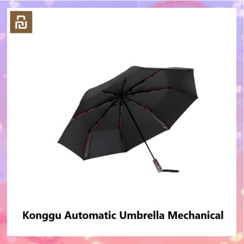 Xiaomi Konggu Automatic Umbrella Mechanical Anti-rebound 23 inch Transparent Anti-UV Sunny Rainy Folding Red Umbrella