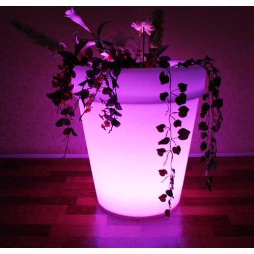 Cordless RGB Flower Pot Outdoor Indoor Remote Plastic Garden Decoration Flower Vase LED Light Multi Color Changing Light Planter