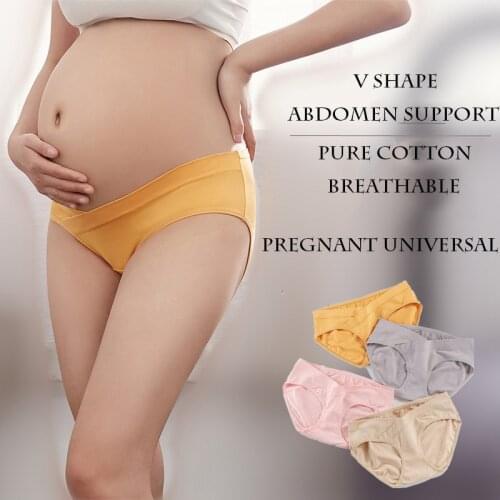 Pure Cotton Seamless Maternity Panties Elastic V Type Low Waist Underwear for Pregnant Women Sexy Breathable Pregnancy Briefs