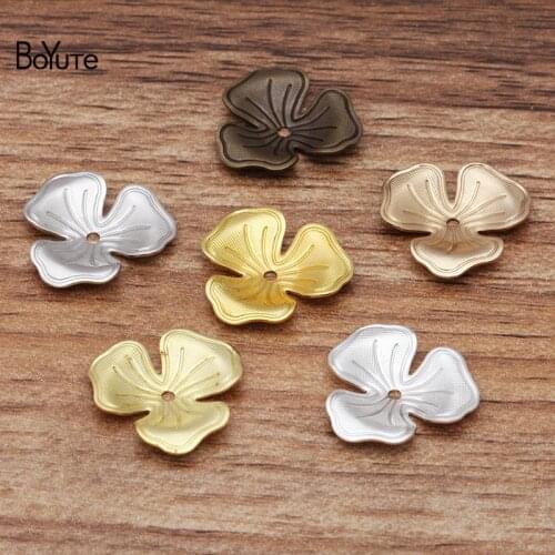 BoYuTe Wholesale 100Pcs 16*2MM 7 Colors Vintage Charms DIY Handmade Jewelry Material Flower Charms