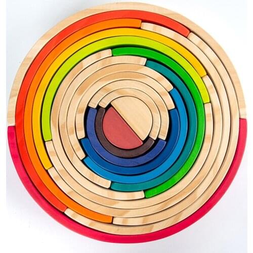 Childrens Wooden Toys Rainbow Building Blocks Rainbow Stacker Large Size Creative Montessori Educational Toys For Holiday Gifts
