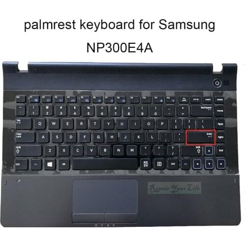 New LA/Latin laptop keyboard Palmrest Top Case for Samsung NP300E4C NP300E4A NP305E4A 300E4C 3430EA 305E4A BA75-04284A keyboards