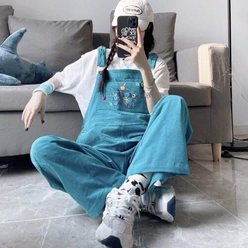 Sweet Korean High Waist Wide Leg Jumpsuits Women Spaghetti Strap Loose Casual Overalls Vogue Streetwear Female Harajuku Rompers