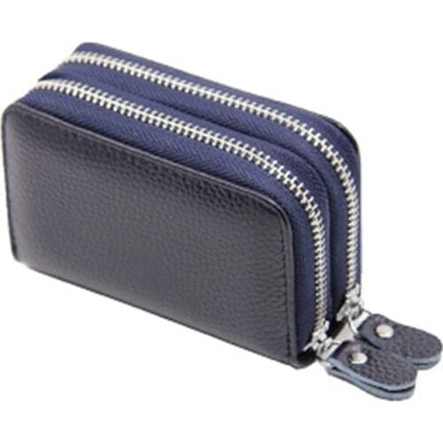 Кошелек Женский Men Women Card Holder Leather Cute Double Zipper Card Wallet Small Purse Cards Holder Кошелек Женский Кожаный