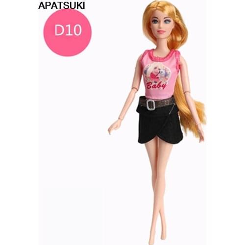 Lovely Pink Shirts Vest Tank Tops & Black Shorts Trousers For Barbie Doll Clothes Outfits Set Dollhouse Accessories Children Toy