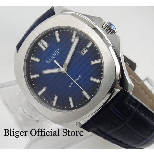 Dress Sapphire Glass 39mm Blue Mens Watch With Automatic Movement Date Window