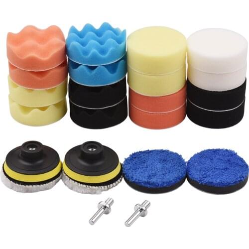 24Pcs Polishing Pads Kit For Car Buffer and Polishing Pad 3 Inches Drill Buffer Attachment Glazing Waxing for Automobiles Yachts