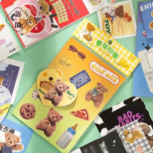 10 Pcs Cute Little Bear Decorative Stickers Cards Collage Scrapbooking Diary DIY Material Album Stationery Sticker