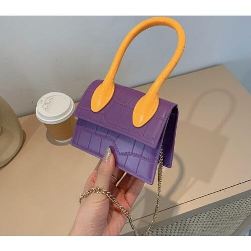 New Womens Handbag 2021 PU Leather Contrast Color Mini Cross-body Bag Fashion Stone Pattern Womens Small Handbag Designer Bags