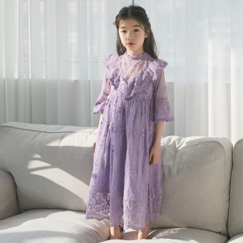 New 2020 Baby Summer Clothes Children Princess Dress Girls Lace Dress Floral Kids Dress Elegant Toddler Maxi Long Dress,#5013