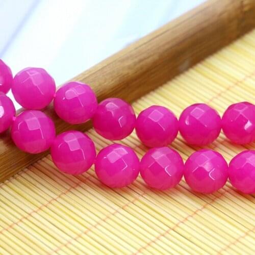 Charming!Rose red chalcedony faceted loose beads 12mm DIY stone 15" women jewelry making design necklace bracelet gift