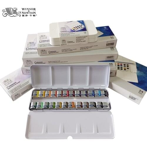 WINSOR&NEWTON Cotman Solid Watercolor Paint Pigment 8/12/24/36/45 Colors Drawing Supplies