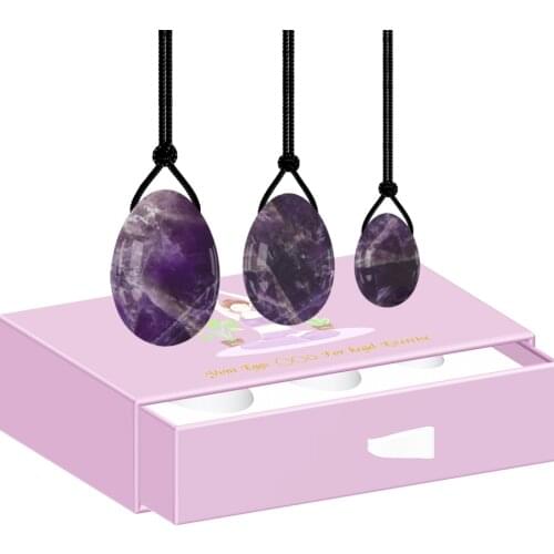Wholesale Yoni Egg Drilled Amethyst Gemstone Women Kegel Exerciser Vaginal Muscles Tightening Tools Purple Crystal Massage Ball