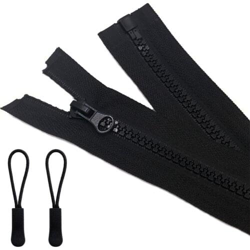 5# 16 inch Plastic Resin Zipper with Zipper Pulls Separating Jacket Coat Zippers for Sewing Accessories (2pcs/Pack)