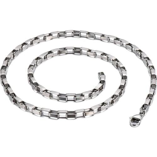 2/3/5mm Stainless Steel Silver Color Chain Necklace Box Link Chain Lobster Clasp Collares Necklaces for Women and Men Jewelry