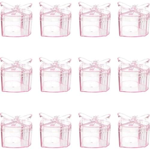 12pcs Gift Wedding Heart Cookie Box Transparent Box Candy Box Sugar Box Packing Box for Festival Wedding Party SUpplies